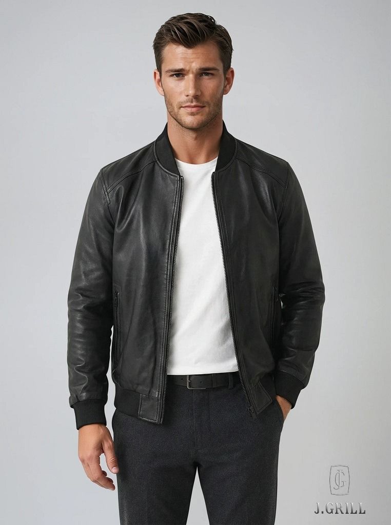 Blouson en cuir noir J. Grill 3200